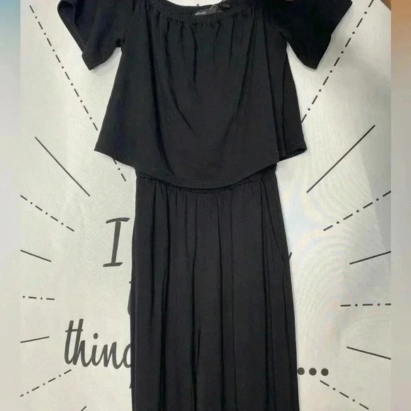 NWT Gibson Black Off Shoulder Slit Back Wide-leg Jumpsuit - Picture 5 of 10